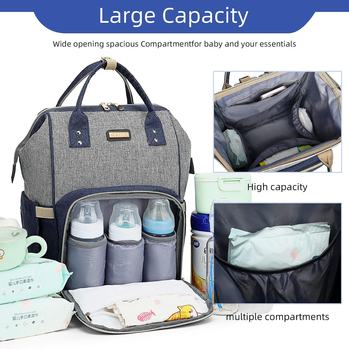 Diaper Bag Backpack, Diaper Bags for Baby Girls Boys, Baby Bags for Moms Dads, Nappy Changing Bag with Insulated Pockets,Multi-functional Waterproof Backpack with Stroller straps -Pink light pink