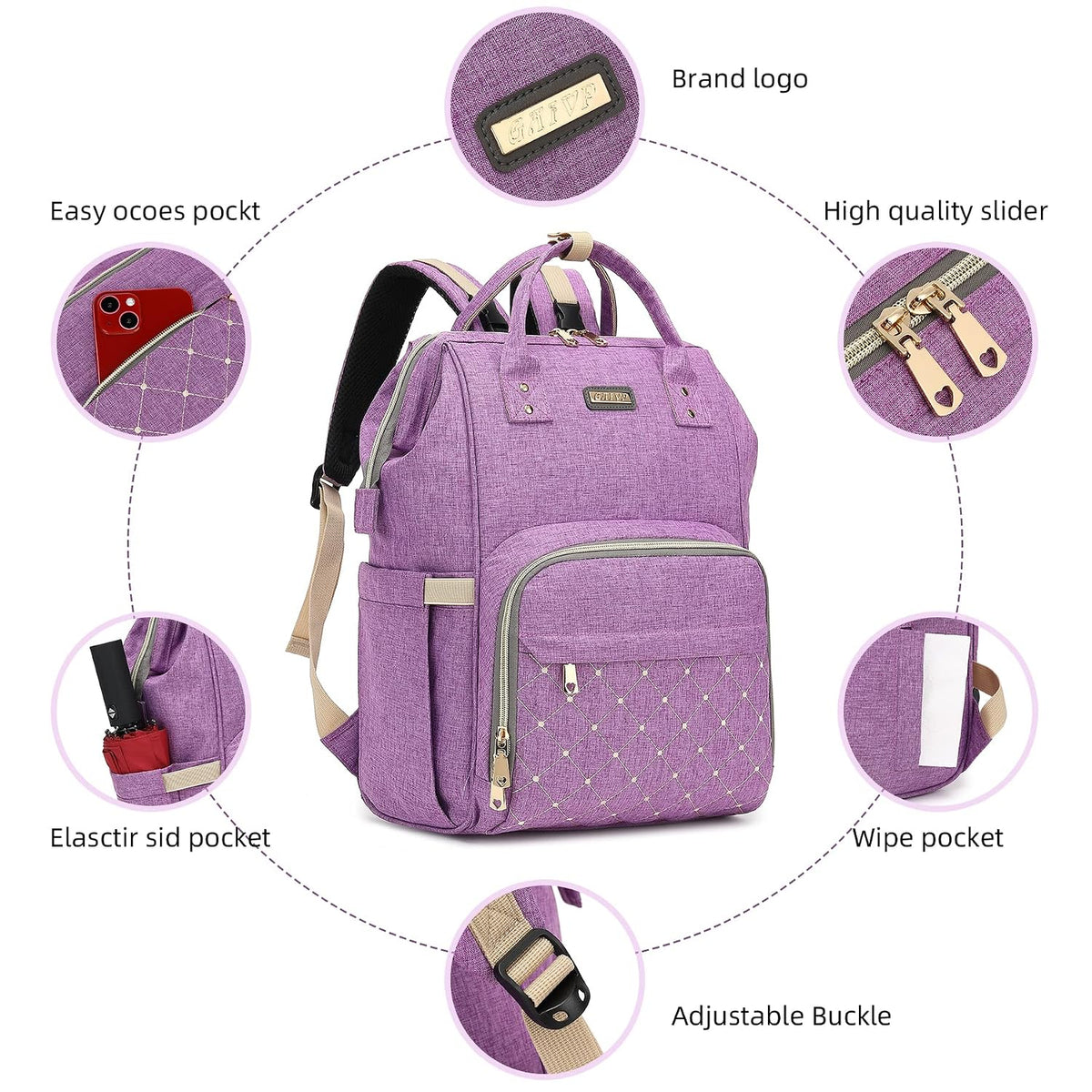 Diaper Bag Backpack, Diaper Bags for Baby Girls Boys, Baby Bags for Moms Dads, Nappy Changing Bag with Insulated Pockets,Multi-functional Waterproof Backpack with Stroller straps -Pink light pink
