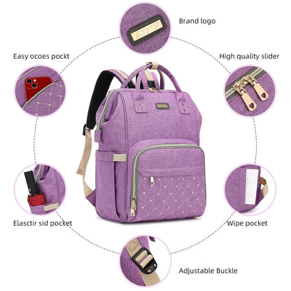Diaper Bag Backpack, Diaper Bags for Baby Girls Boys, Baby Bags for Moms Dads, Nappy Changing Bag with Insulated Pockets,Multi-functional Waterproof Backpack with Stroller straps -Pink light pink