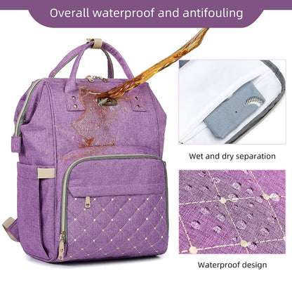 Diaper Bag Backpack, Diaper Bags for Baby Girls Boys, Baby Bags for Moms Dads, Nappy Changing Bag with Insulated Pockets,Multi-functional Waterproof Backpack with Stroller straps -Pink light pink