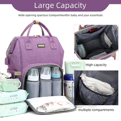 Diaper Bag Backpack, Diaper Bags for Baby Girls Boys, Baby Bags for Moms Dads, Nappy Changing Bag with Insulated Pockets,Multi-functional Waterproof Backpack with Stroller straps -Pink light pink