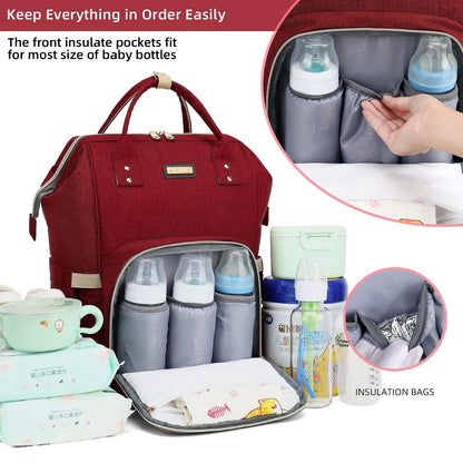 Diaper Bag Backpack, Diaper Bags for Baby Girls Boys, Baby Bags for Moms Dads, Nappy Changing Bag with Insulated Pockets,Multi-functional Waterproof Backpack with Stroller straps -Pink light pink