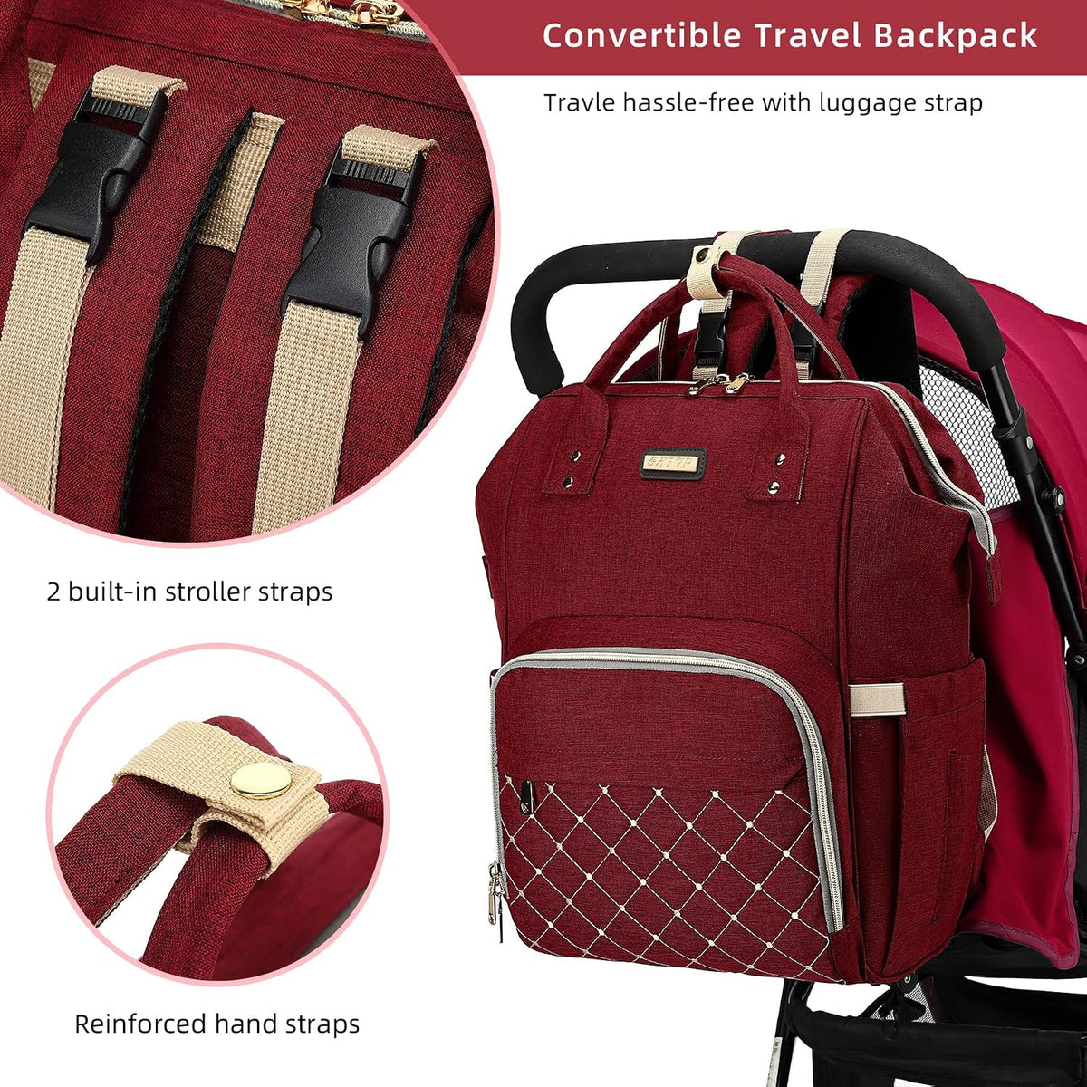 Diaper Bag Backpack, Diaper Bags for Baby Girls Boys, Baby Bags for Moms Dads, Nappy Changing Bag with Insulated Pockets,Multi-functional Waterproof Backpack with Stroller straps -Pink light pink