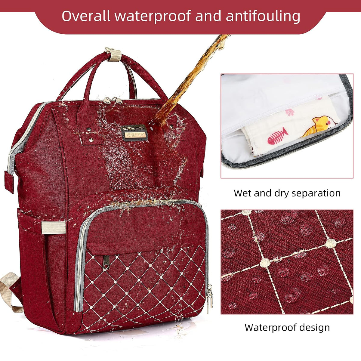 Diaper Bag Backpack, Diaper Bags for Baby Girls Boys, Baby Bags for Moms Dads, Nappy Changing Bag with Insulated Pockets,Multi-functional Waterproof Backpack with Stroller straps -Pink light pink