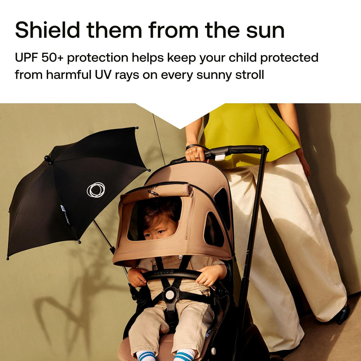 Parasol UPF 50+ Adjustable Sun Shade for Strollers - Black
