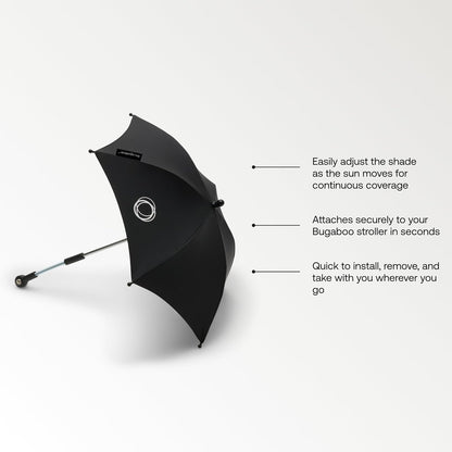 Parasol UPF 50+ Adjustable Sun Shade for Strollers - Black