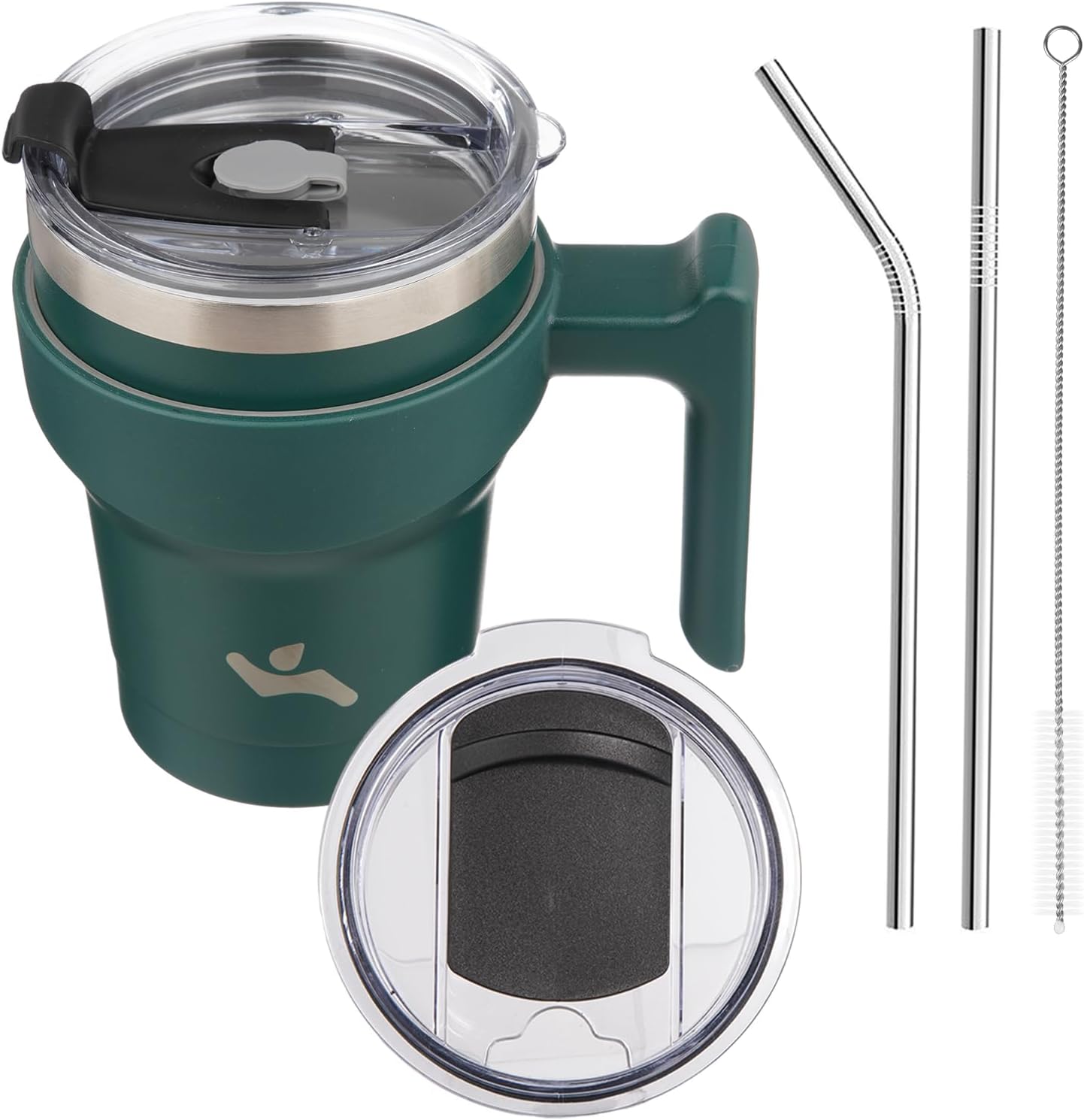 20 oz Tumbler with Handle and Straw, Insulated Travel Mug | Gum; BPA-free, leak-proof tumbler with 2 lids, 2 straws, cup holder fit for coffee, office, travel & daily use