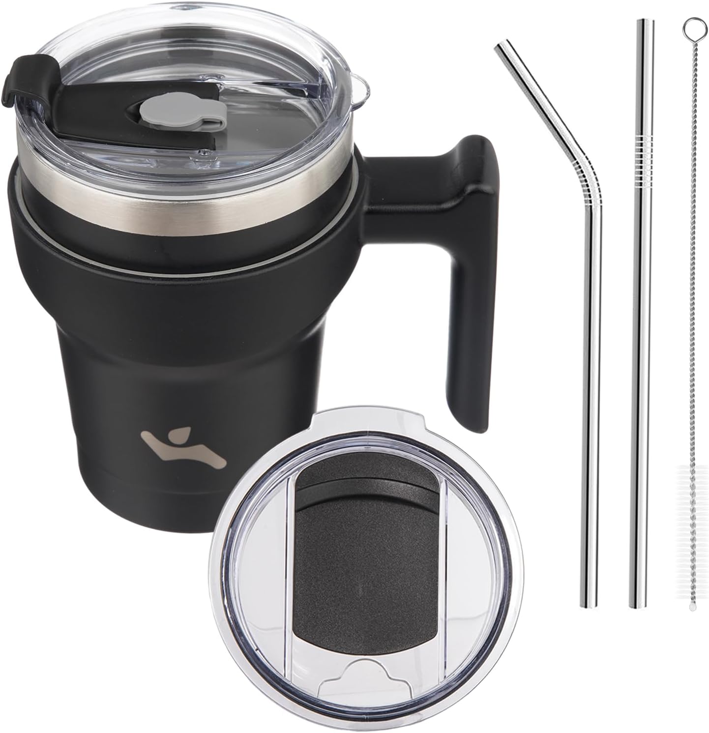 20 oz Tumbler with Handle and Straw, Insulated Travel Mug | Gum; BPA-free, leak-proof tumbler with 2 lids, 2 straws, cup holder fit for coffee, office, travel & daily use