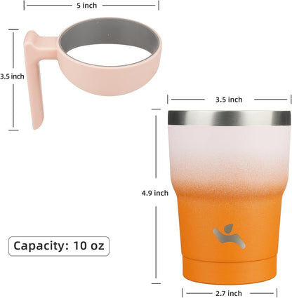 20 oz Tumbler with Handle and Straw, Insulated Travel Mug | Gum; BPA-free, leak-proof tumbler with 2 lids, 2 straws, cup holder fit for coffee, office, travel & daily use
