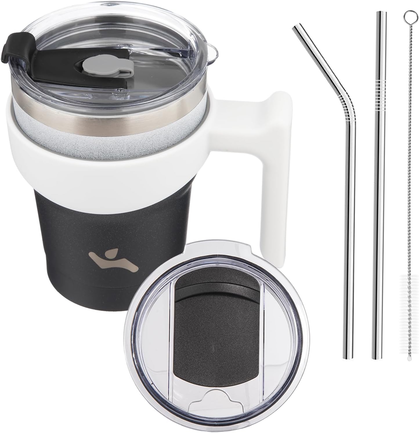 20 oz Tumbler with Handle and Straw, Insulated Travel Mug | Gum; BPA-free, leak-proof tumbler with 2 lids, 2 straws, cup holder fit for coffee, office, travel & daily use