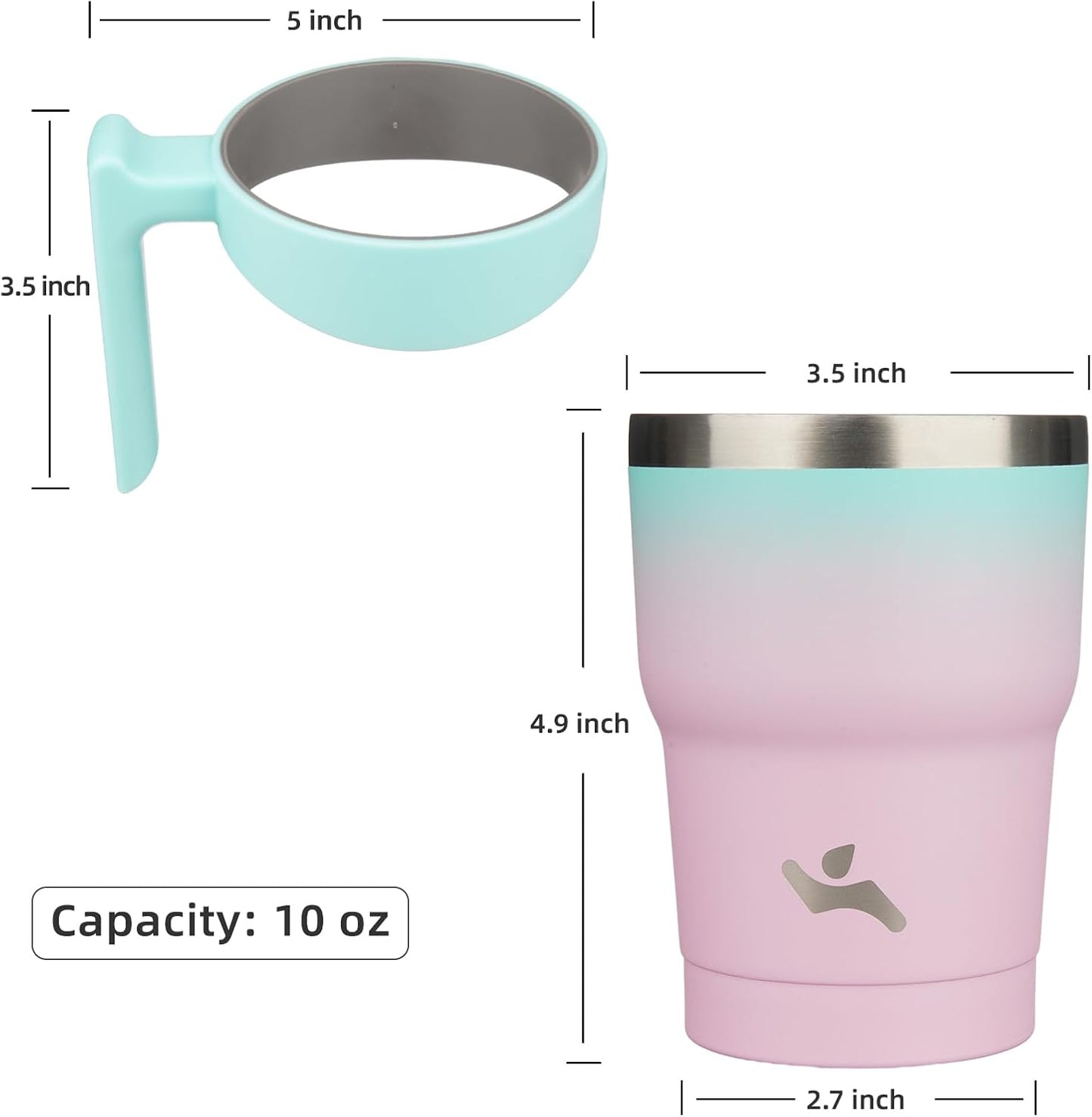 20 oz Tumbler with Handle and Straw, Insulated Travel Mug | Gum; BPA-free, leak-proof tumbler with 2 lids, 2 straws, cup holder fit for coffee, office, travel & daily use