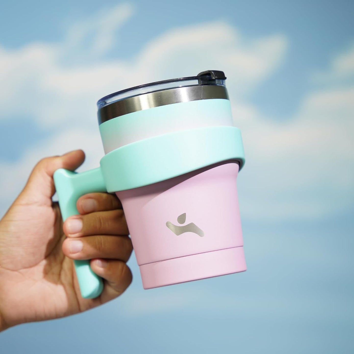 20 oz Tumbler with Handle and Straw, Insulated Travel Mug | Gum; BPA-free, leak-proof tumbler with 2 lids, 2 straws, cup holder fit for coffee, office, travel & daily use