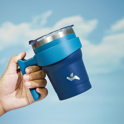 20 oz Tumbler with Handle and Straw, Insulated Travel Mug | Gum; BPA-free, leak-proof tumbler with 2 lids, 2 straws, cup holder fit for coffee, office, travel & daily use