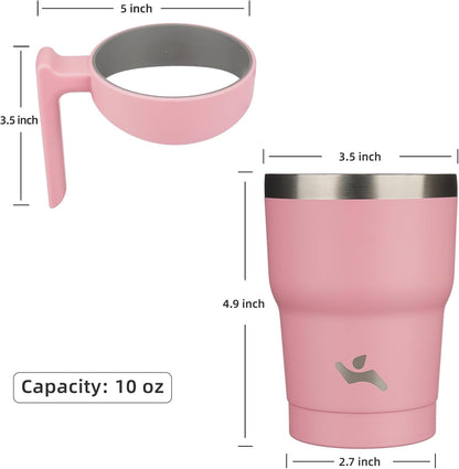 20 oz Tumbler with Handle and Straw, Insulated Travel Mug | Gum; BPA-free, leak-proof tumbler with 2 lids, 2 straws, cup holder fit for coffee, office, travel & daily use