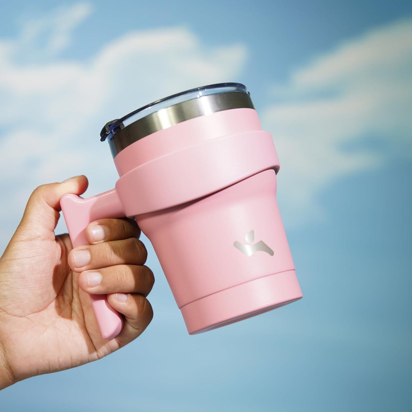 20 oz Tumbler with Handle and Straw, Insulated Travel Mug | Gum; BPA-free, leak-proof tumbler with 2 lids, 2 straws, cup holder fit for coffee, office, travel & daily use