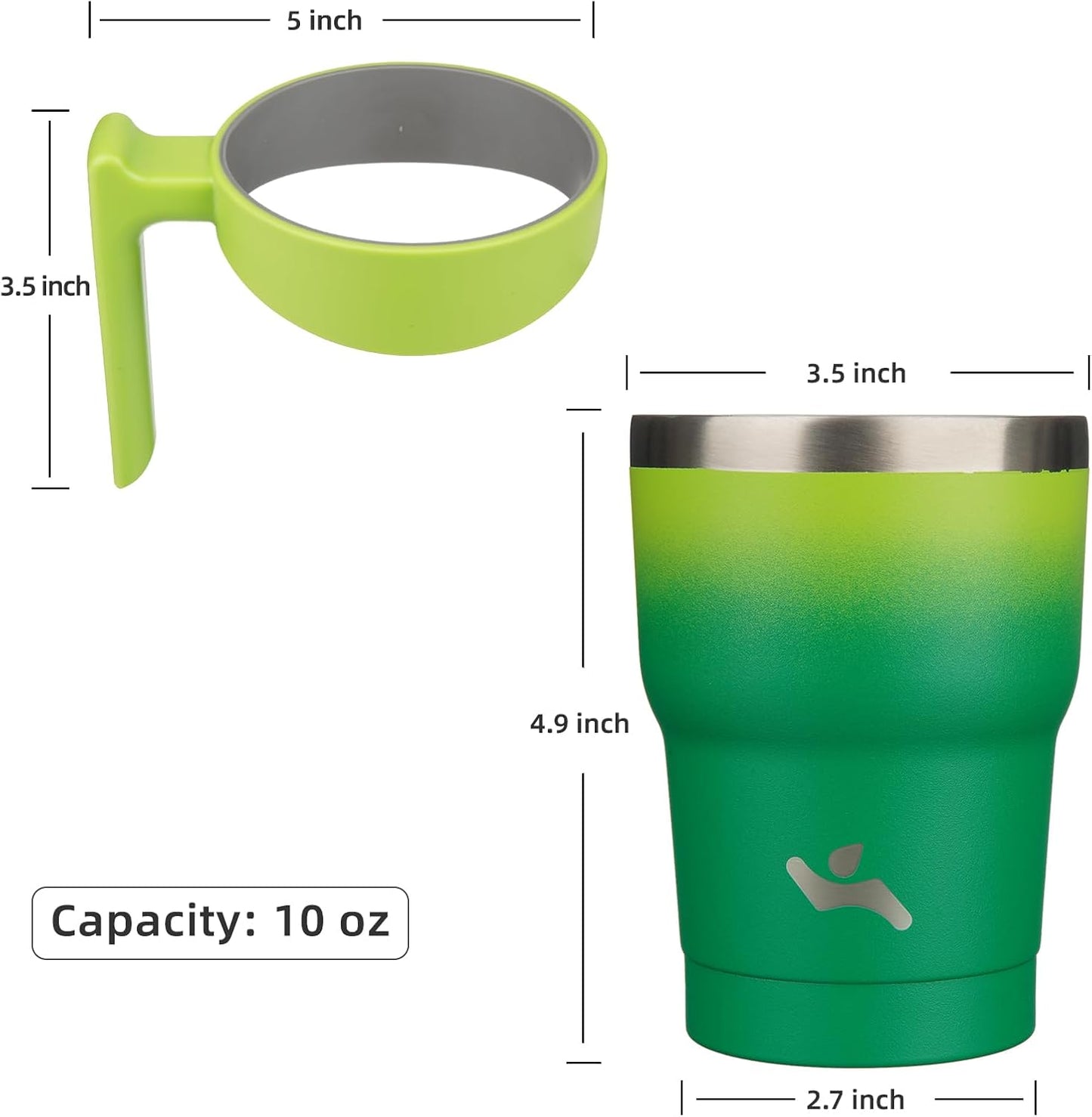 20 oz Tumbler with Handle and Straw, Insulated Travel Mug | Gum; BPA-free, leak-proof tumbler with 2 lids, 2 straws, cup holder fit for coffee, office, travel & daily use