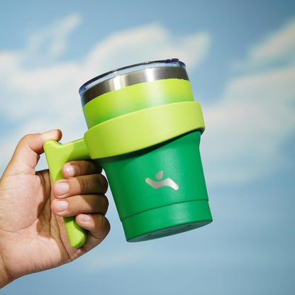 20 oz Tumbler with Handle and Straw, Insulated Travel Mug | Gum; BPA-free, leak-proof tumbler with 2 lids, 2 straws, cup holder fit for coffee, office, travel & daily use