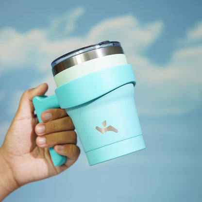20 oz Tumbler with Handle and Straw, Insulated Travel Mug | Gum; BPA-free, leak-proof tumbler with 2 lids, 2 straws, cup holder fit for coffee, office, travel & daily use