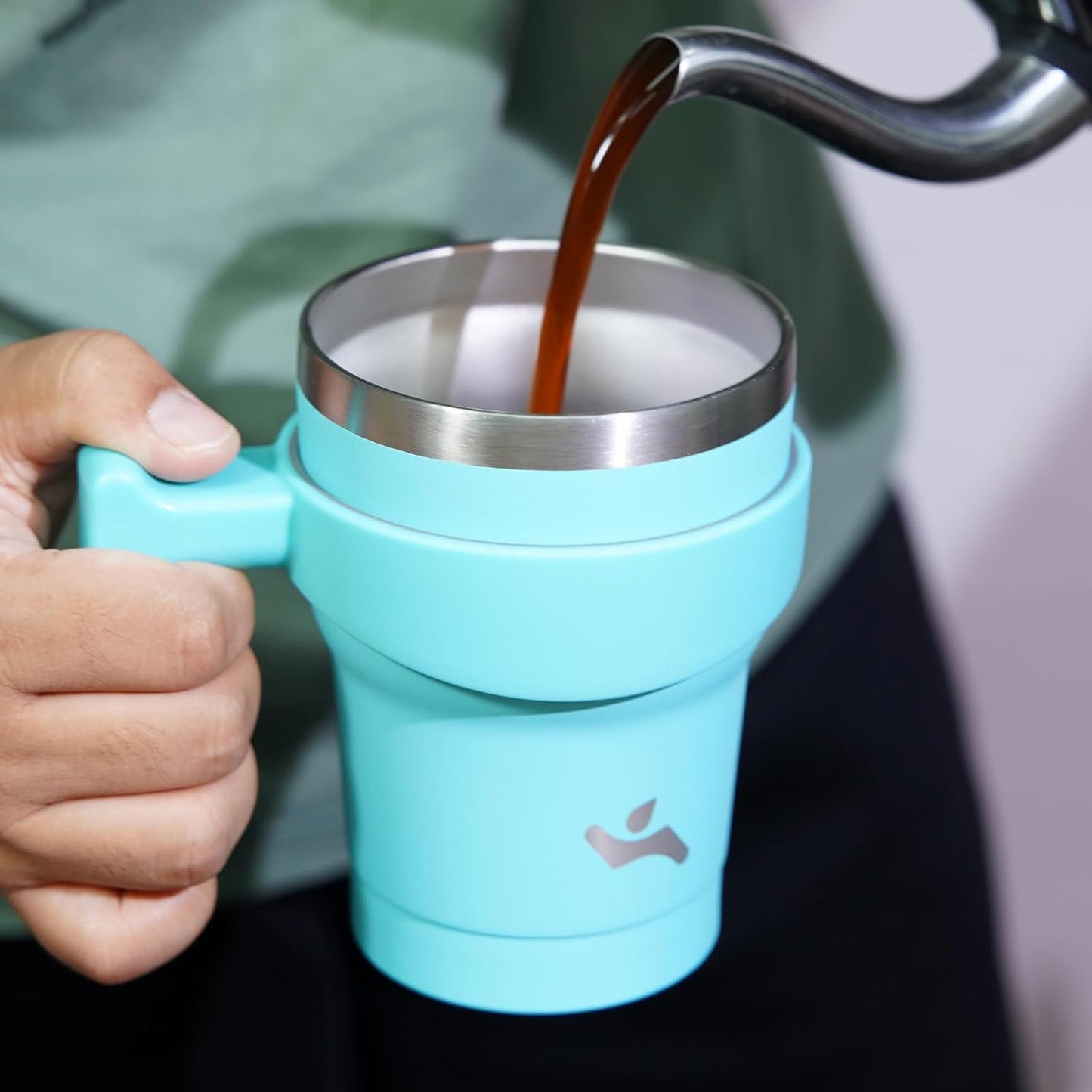 20 oz Tumbler with Handle and Straw, Insulated Travel Mug | Gum; BPA-free, leak-proof tumbler with 2 lids, 2 straws, cup holder fit for coffee, office, travel & daily use