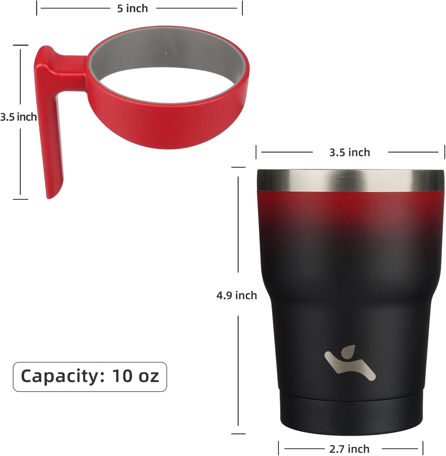 20 oz Tumbler with Handle and Straw, Insulated Travel Mug | Gum; BPA-free, leak-proof tumbler with 2 lids, 2 straws, cup holder fit for coffee, office, travel & daily use