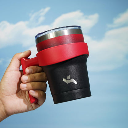 20 oz Tumbler with Handle and Straw, Insulated Travel Mug | Gum; BPA-free, leak-proof tumbler with 2 lids, 2 straws, cup holder fit for coffee, office, travel & daily use