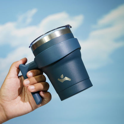 20 oz Tumbler with Handle and Straw, Insulated Travel Mug | Gum; BPA-free, leak-proof tumbler with 2 lids, 2 straws, cup holder fit for coffee, office, travel & daily use