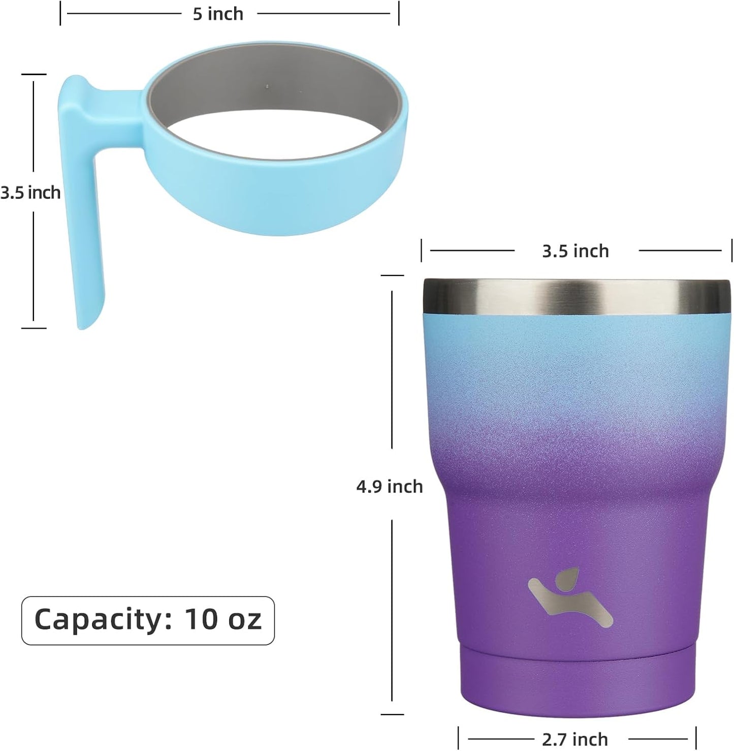 20 oz Tumbler with Handle and Straw, Insulated Travel Mug | Gum; BPA-free, leak-proof tumbler with 2 lids, 2 straws, cup holder fit for coffee, office, travel & daily use