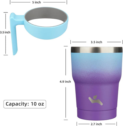 20 oz Tumbler with Handle and Straw, Insulated Travel Mug | Gum; BPA-free, leak-proof tumbler with 2 lids, 2 straws, cup holder fit for coffee, office, travel & daily use