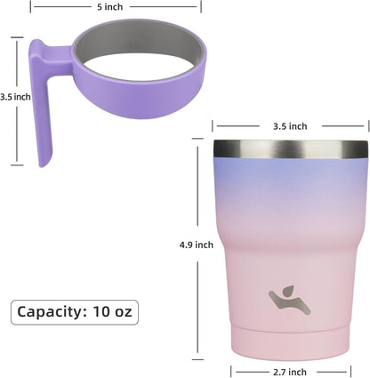 20 oz Tumbler with Handle and Straw, Insulated Travel Mug | Gum; BPA-free, leak-proof tumbler with 2 lids, 2 straws, cup holder fit for coffee, office, travel & daily use