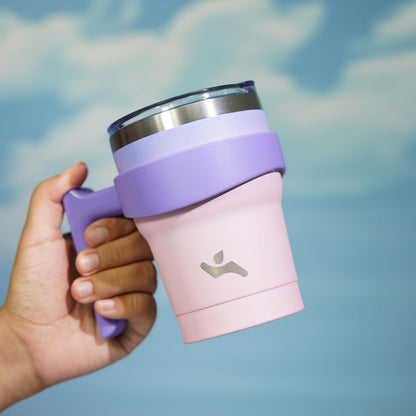 20 oz Tumbler with Handle and Straw, Insulated Travel Mug | Gum; BPA-free, leak-proof tumbler with 2 lids, 2 straws, cup holder fit for coffee, office, travel & daily use