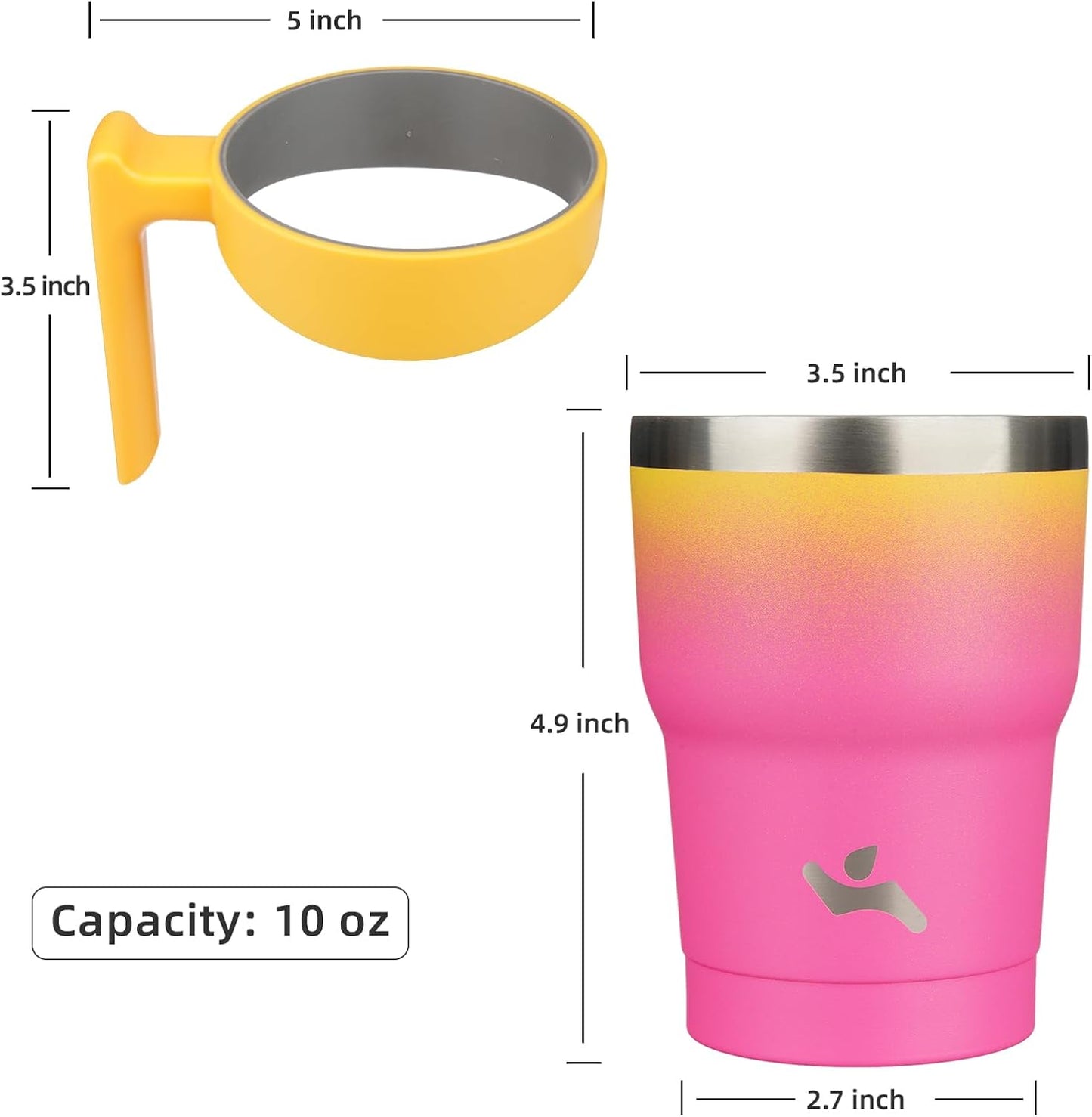 20 oz Tumbler with Handle and Straw, Insulated Travel Mug | Gum; BPA-free, leak-proof tumbler with 2 lids, 2 straws, cup holder fit for coffee, office, travel & daily use