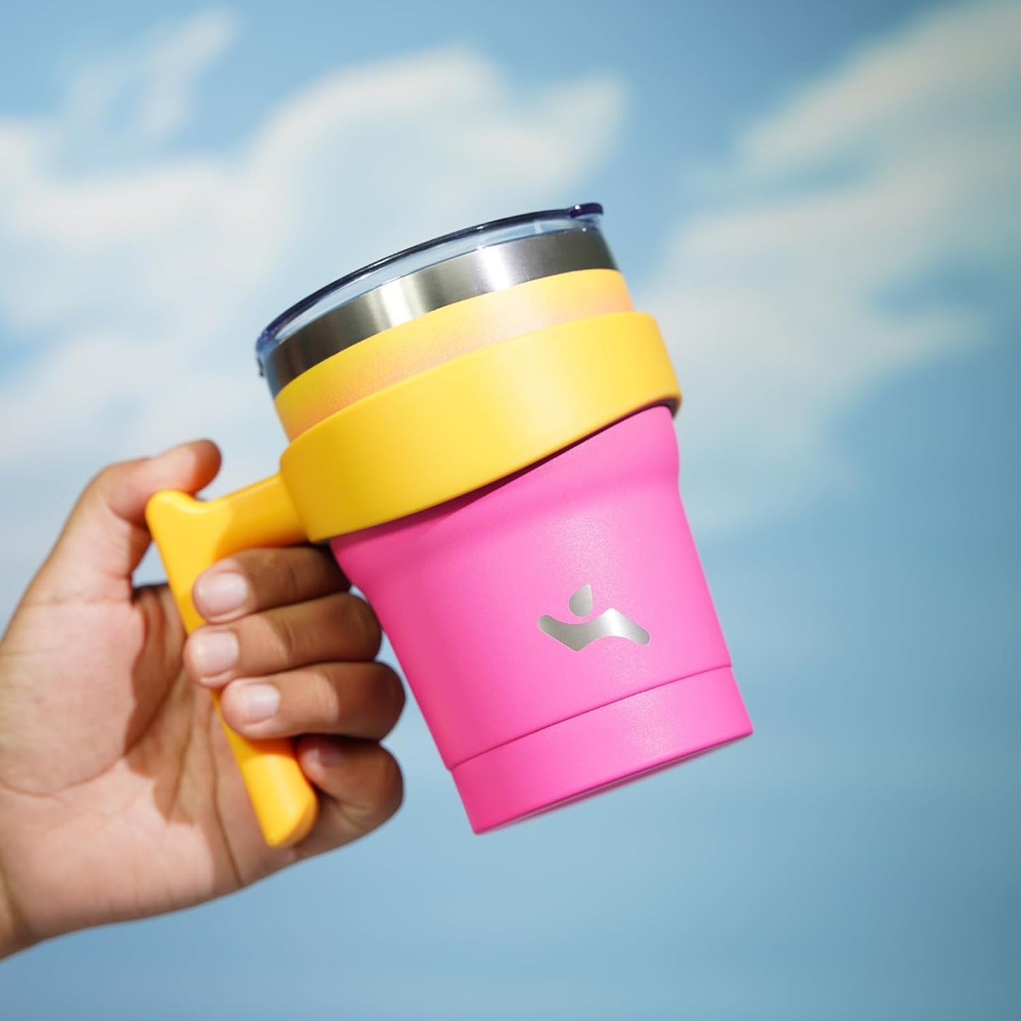 20 oz Tumbler with Handle and Straw, Insulated Travel Mug | Gum; BPA-free, leak-proof tumbler with 2 lids, 2 straws, cup holder fit for coffee, office, travel & daily use