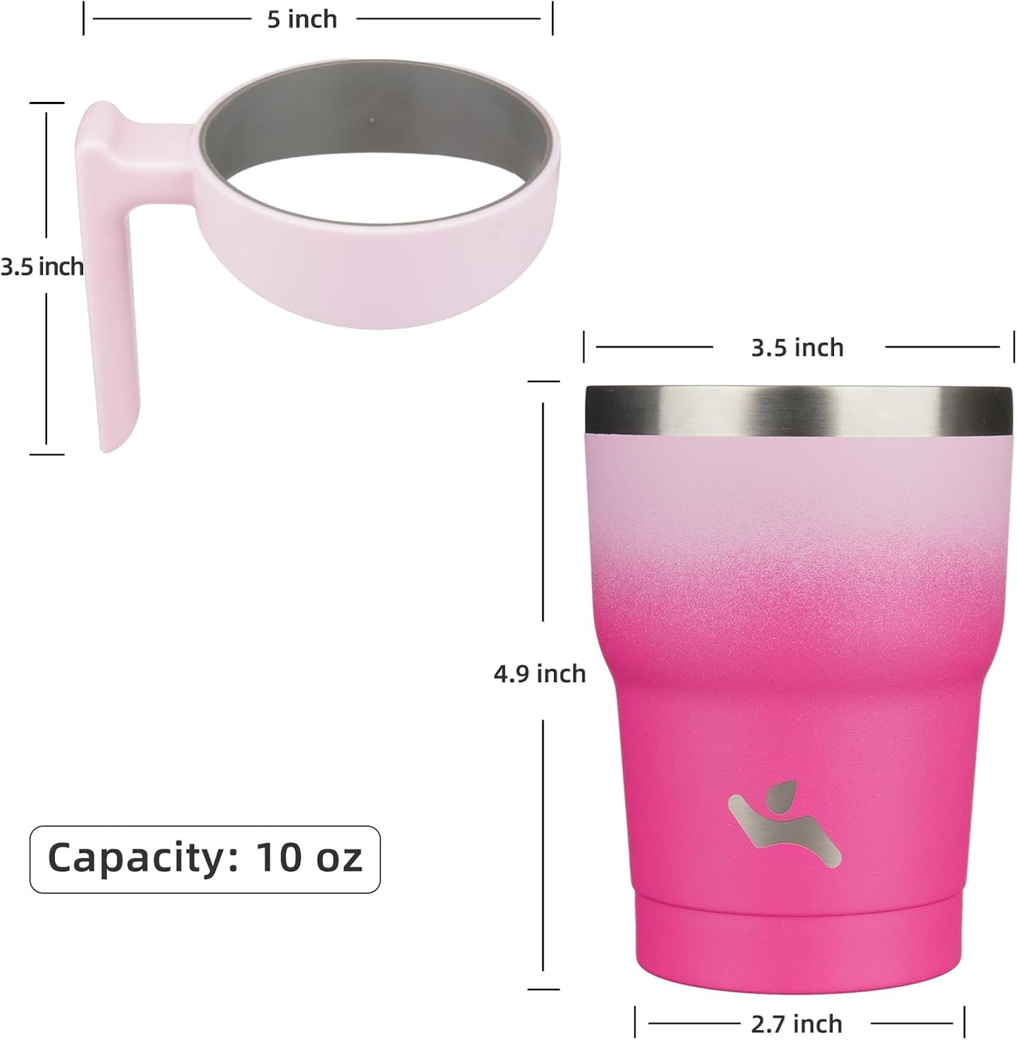 20 oz Tumbler with Handle and Straw, Insulated Travel Mug | Gum; BPA-free, leak-proof tumbler with 2 lids, 2 straws, cup holder fit for coffee, office, travel & daily use