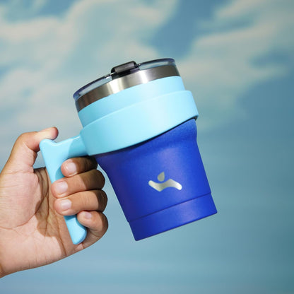 20 oz Tumbler with Handle and Straw, Insulated Travel Mug | Gum; BPA-free, leak-proof tumbler with 2 lids, 2 straws, cup holder fit for coffee, office, travel & daily use