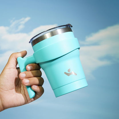 20 oz Tumbler with Handle and Straw, Insulated Travel Mug | Gum; BPA-free, leak-proof tumbler with 2 lids, 2 straws, cup holder fit for coffee, office, travel & daily use
