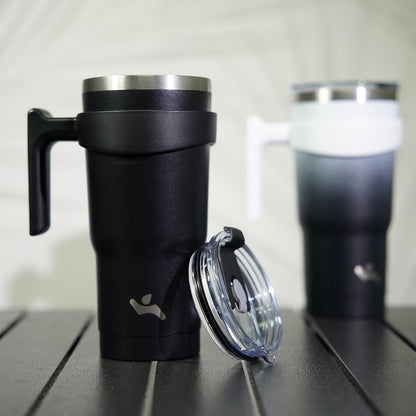 20 oz Tumbler with Handle and Straw, Insulated Travel Mug | Gum; BPA-free, leak-proof tumbler with 2 lids, 2 straws, cup holder fit for coffee, office, travel & daily use