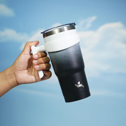 20 oz Tumbler with Handle and Straw, Insulated Travel Mug | Gum; BPA-free, leak-proof tumbler with 2 lids, 2 straws, cup holder fit for coffee, office, travel & daily use