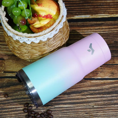 20 oz Tumbler with Handle and Straw, Insulated Travel Mug | Gum; BPA-free, leak-proof tumbler with 2 lids, 2 straws, cup holder fit for coffee, office, travel & daily use