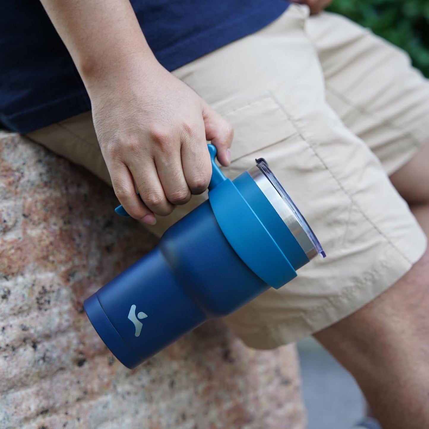 20 oz Tumbler with Handle and Straw, Insulated Travel Mug | Gum; BPA-free, leak-proof tumbler with 2 lids, 2 straws, cup holder fit for coffee, office, travel & daily use