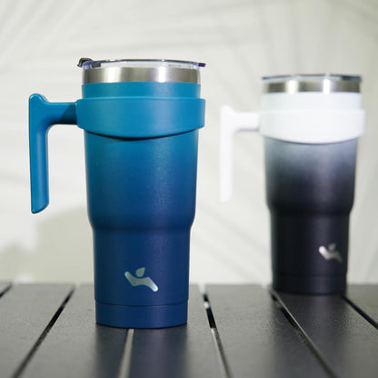 20 oz Tumbler with Handle and Straw, Insulated Travel Mug | Gum; BPA-free, leak-proof tumbler with 2 lids, 2 straws, cup holder fit for coffee, office, travel & daily use