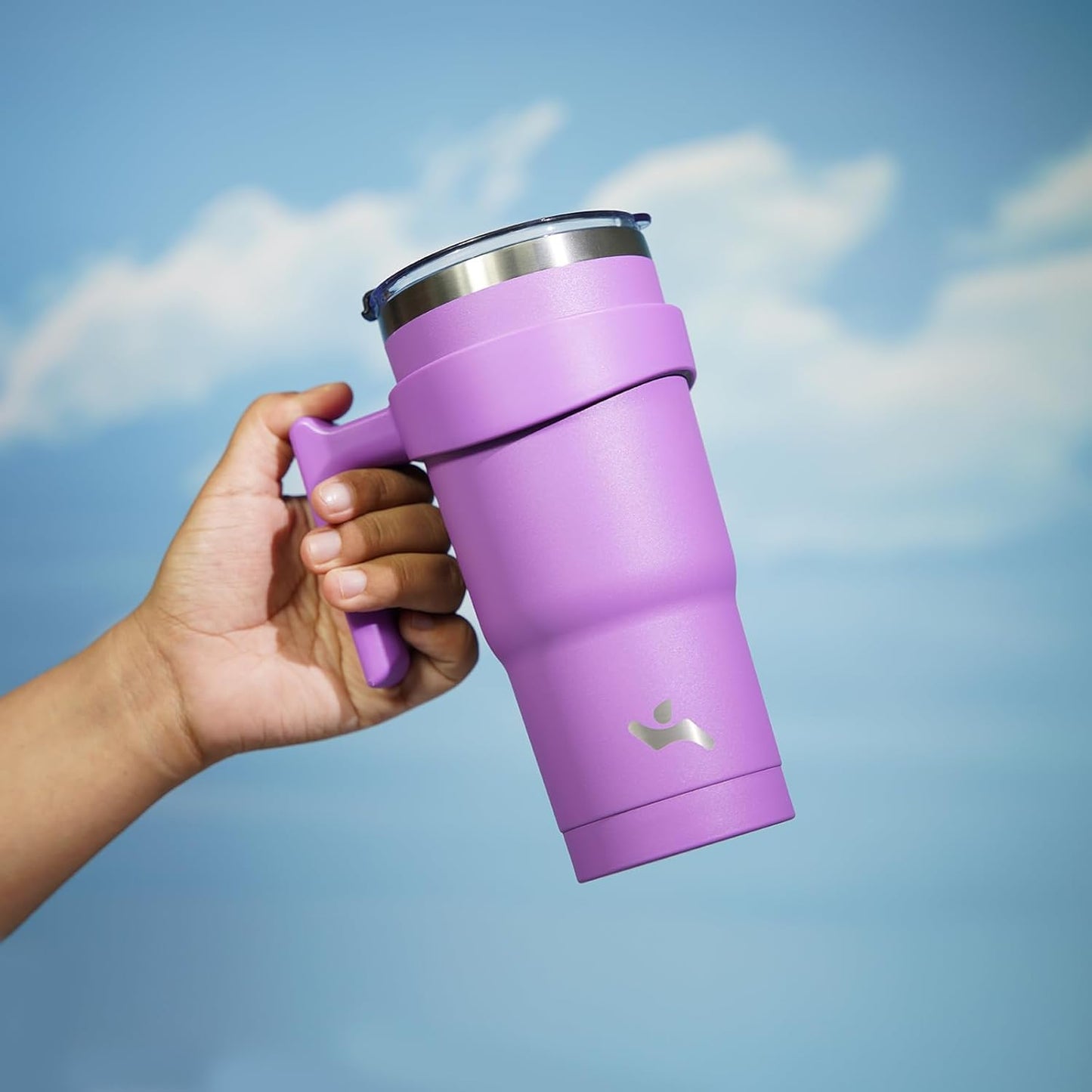 20 oz Tumbler with Handle and Straw, Insulated Travel Mug | Gum; BPA-free, leak-proof tumbler with 2 lids, 2 straws, cup holder fit for coffee, office, travel & daily use