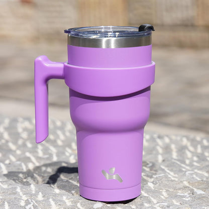 20 oz Tumbler with Handle and Straw, Insulated Travel Mug | Gum; BPA-free, leak-proof tumbler with 2 lids, 2 straws, cup holder fit for coffee, office, travel & daily use