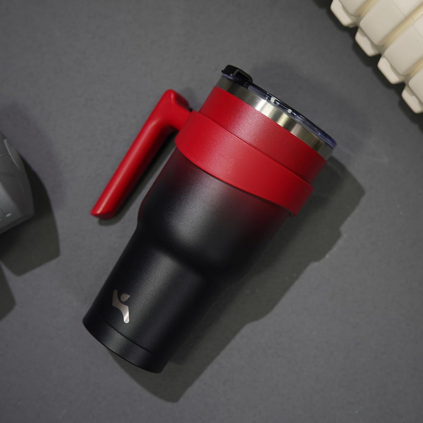 20 oz Tumbler with Handle and Straw, Insulated Travel Mug | Gum; BPA-free, leak-proof tumbler with 2 lids, 2 straws, cup holder fit for coffee, office, travel & daily use