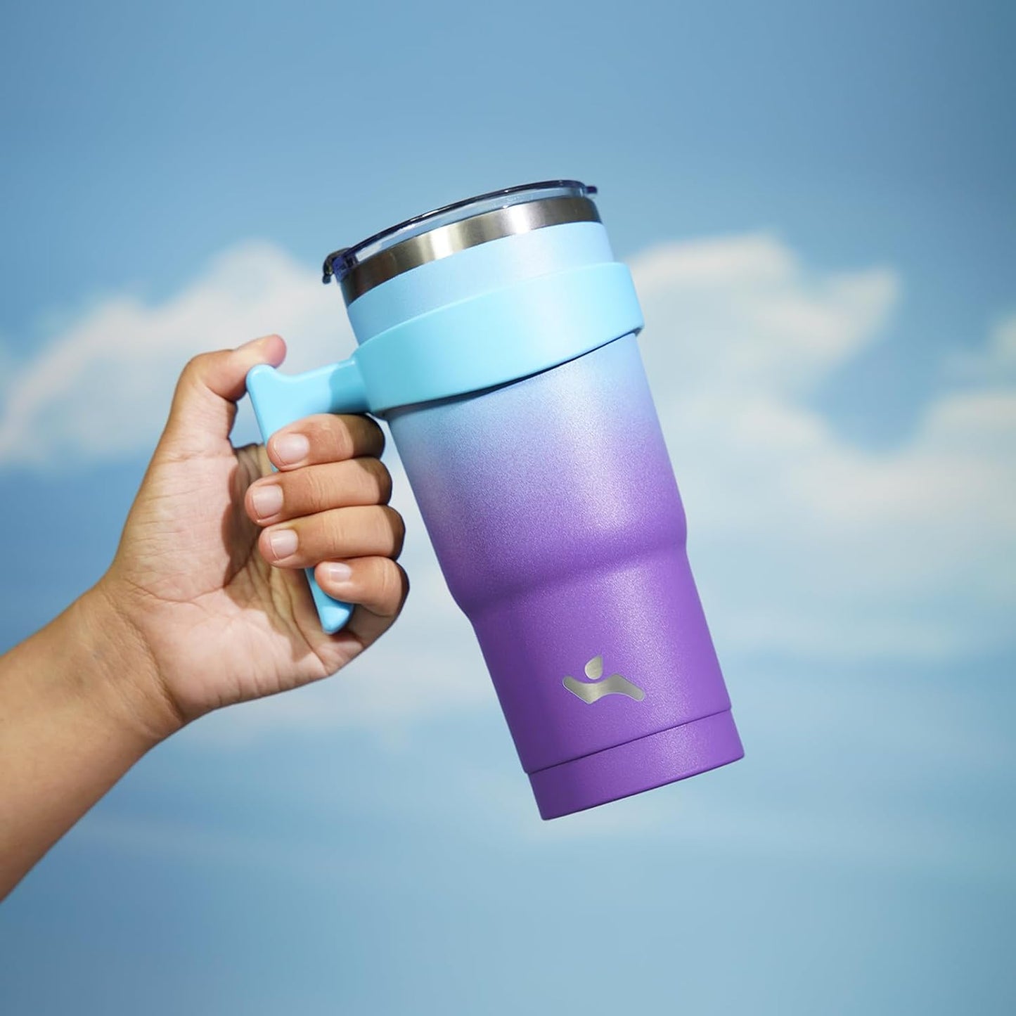 20 oz Tumbler with Handle and Straw, Insulated Travel Mug | Gum; BPA-free, leak-proof tumbler with 2 lids, 2 straws, cup holder fit for coffee, office, travel & daily use