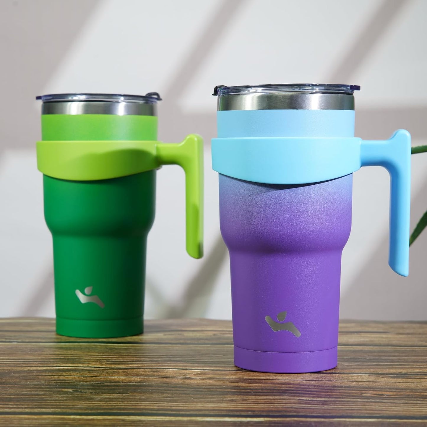 20 oz Tumbler with Handle and Straw, Insulated Travel Mug | Gum; BPA-free, leak-proof tumbler with 2 lids, 2 straws, cup holder fit for coffee, office, travel & daily use