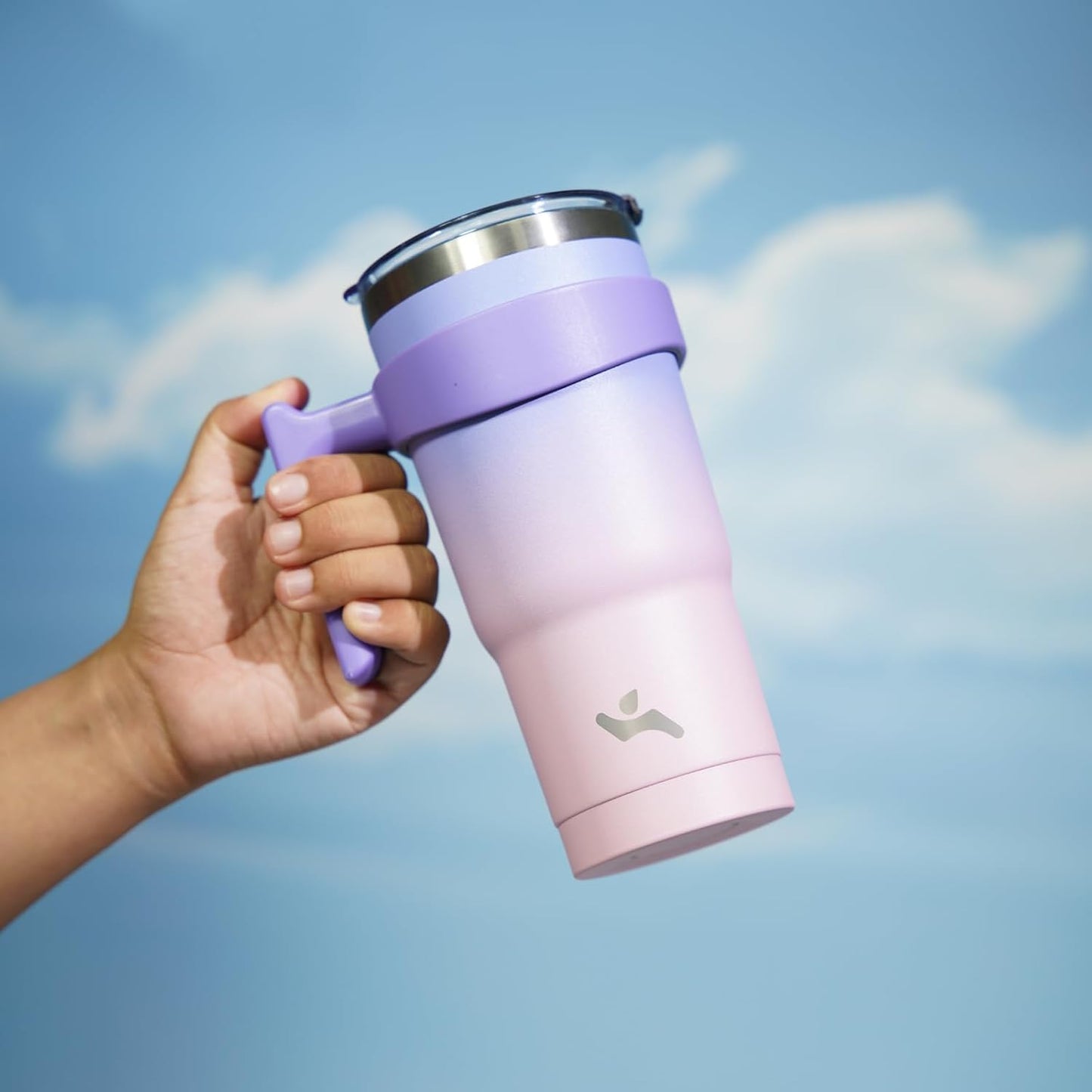 20 oz Tumbler with Handle and Straw, Insulated Travel Mug | Gum; BPA-free, leak-proof tumbler with 2 lids, 2 straws, cup holder fit for coffee, office, travel & daily use