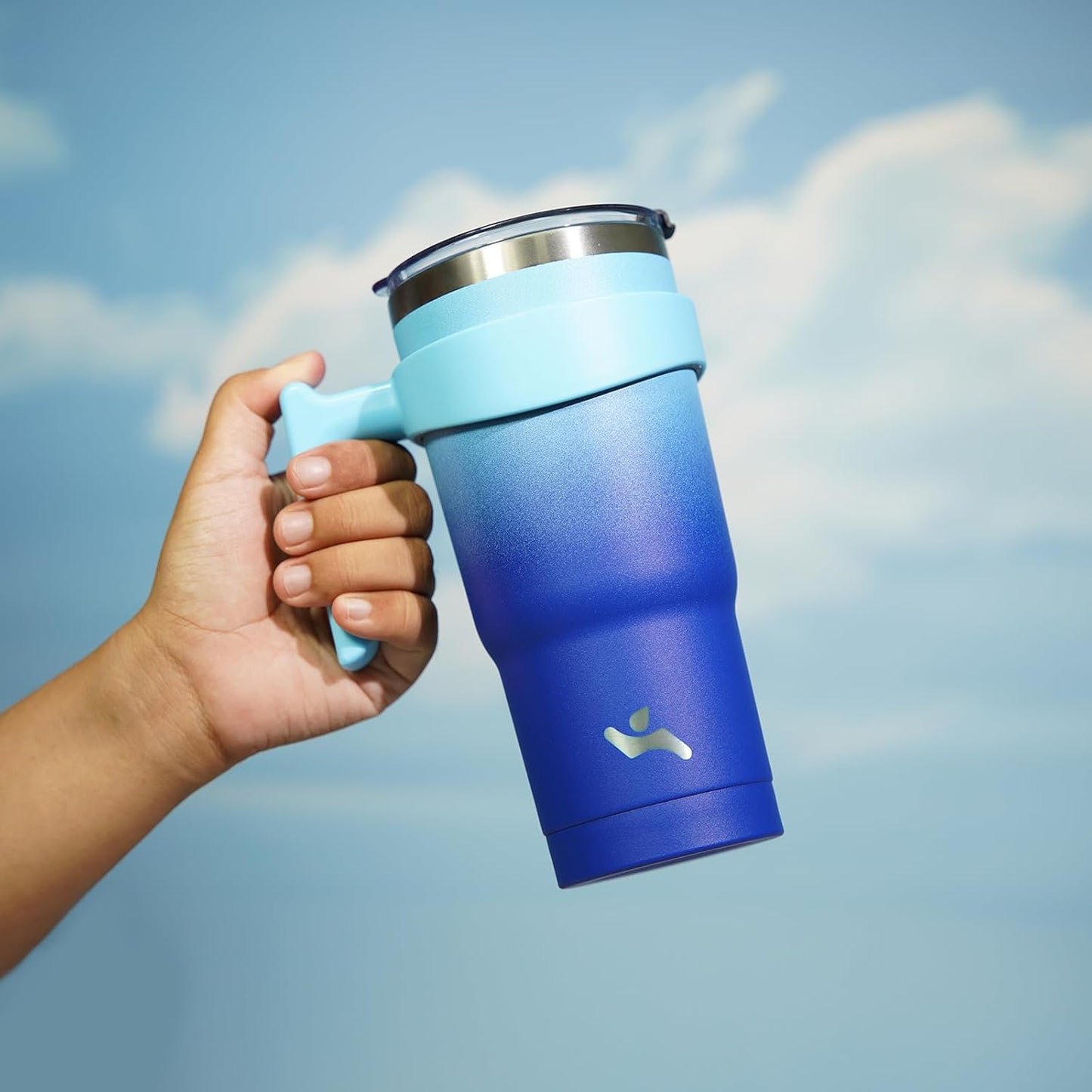 20 oz Tumbler with Handle and Straw, Insulated Travel Mug | Gum; BPA-free, leak-proof tumbler with 2 lids, 2 straws, cup holder fit for coffee, office, travel & daily use