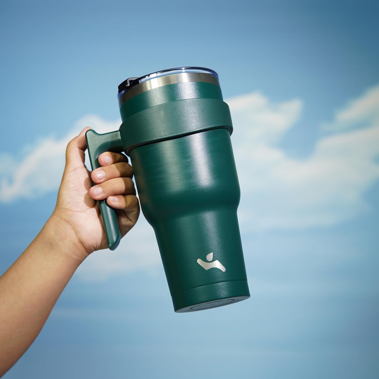 20 oz Tumbler with Handle and Straw, Insulated Travel Mug | Gum; BPA-free, leak-proof tumbler with 2 lids, 2 straws, cup holder fit for coffee, office, travel & daily use