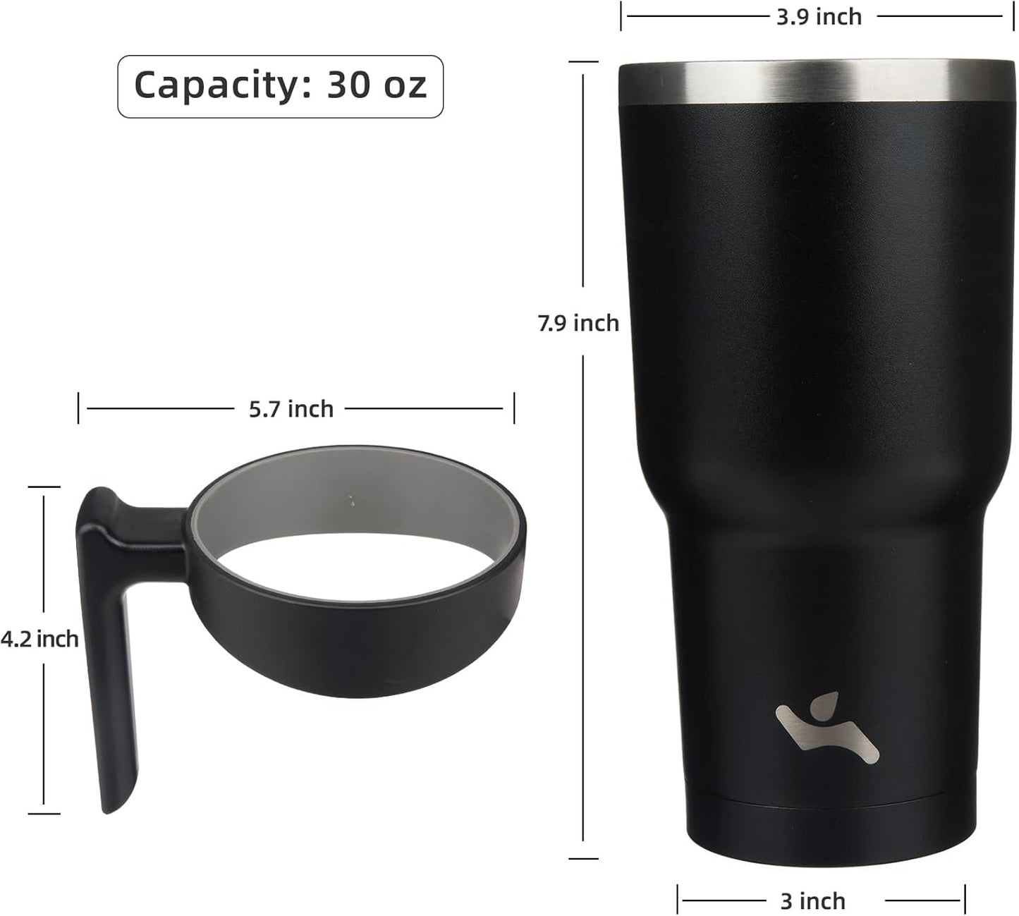 20 oz Tumbler with Handle and Straw, Insulated Travel Mug | Gum; BPA-free, leak-proof tumbler with 2 lids, 2 straws, cup holder fit for coffee, office, travel & daily use