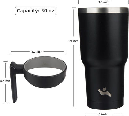 20 oz Tumbler with Handle and Straw, Insulated Travel Mug | Gum; BPA-free, leak-proof tumbler with 2 lids, 2 straws, cup holder fit for coffee, office, travel & daily use